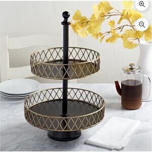Tabletops Gallery 12"x12"x19" Future Lux Two Tier Stand - Black